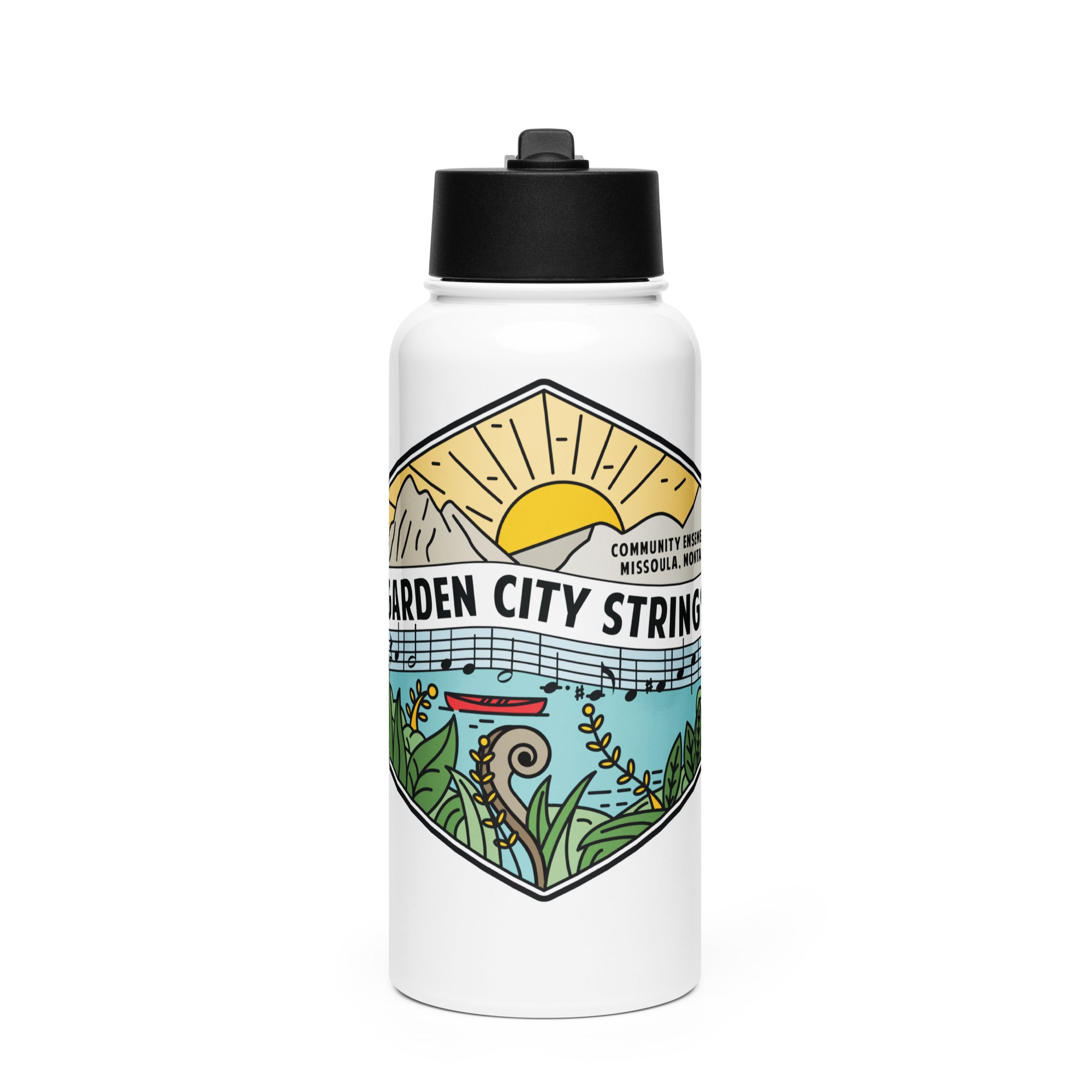 String Boottele Stainless steel water bottle with a straw lid – Garden City Strings