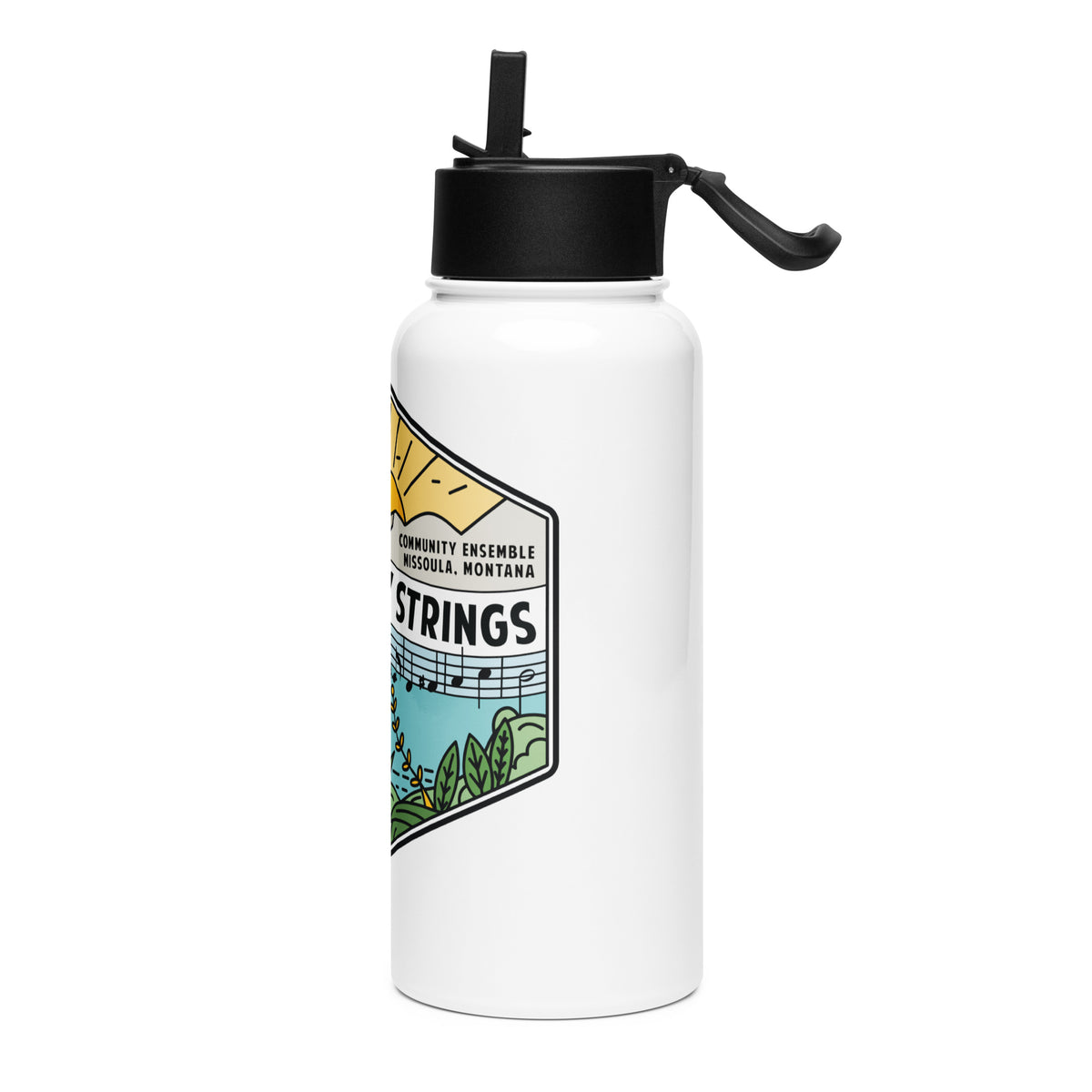 String Boottele Stainless steel water bottle with a straw lid – Garden City Strings